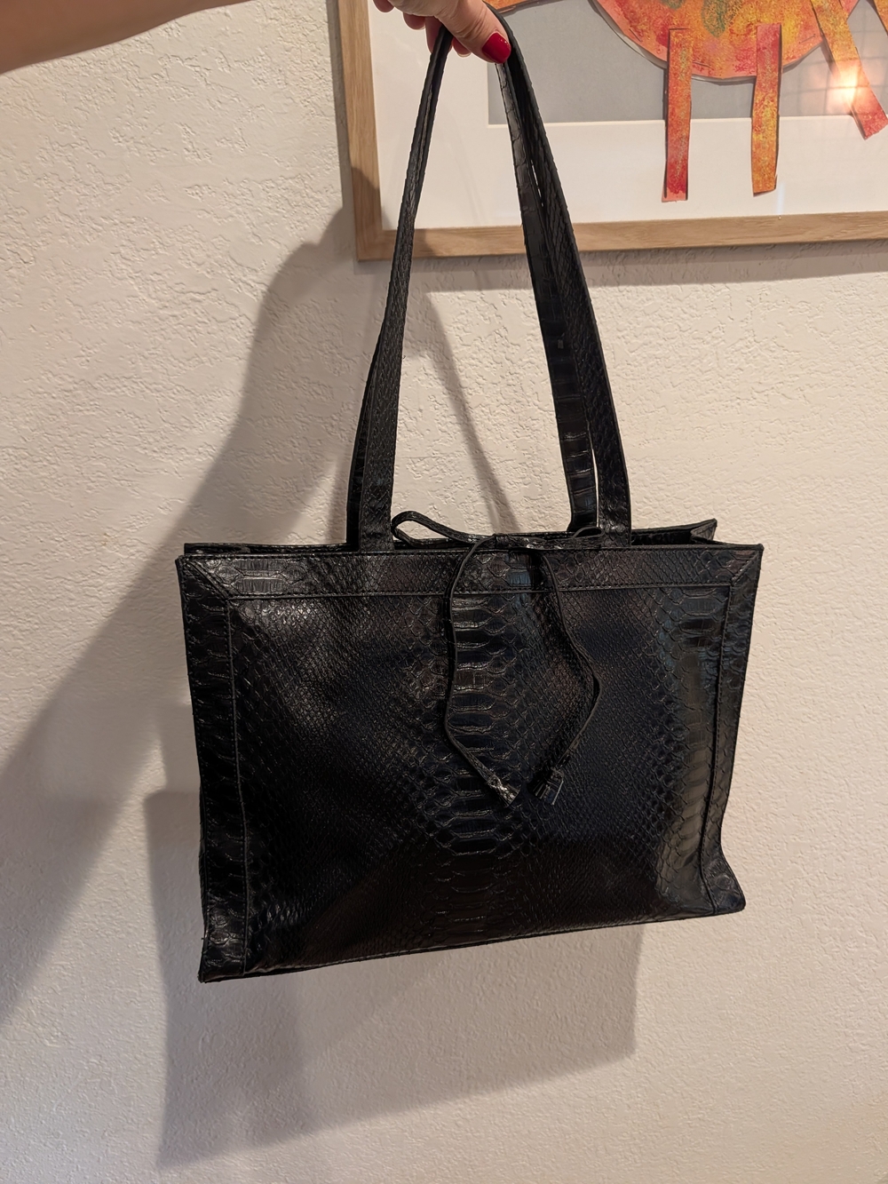 Liz Claiborne Black Faux-Python Tote